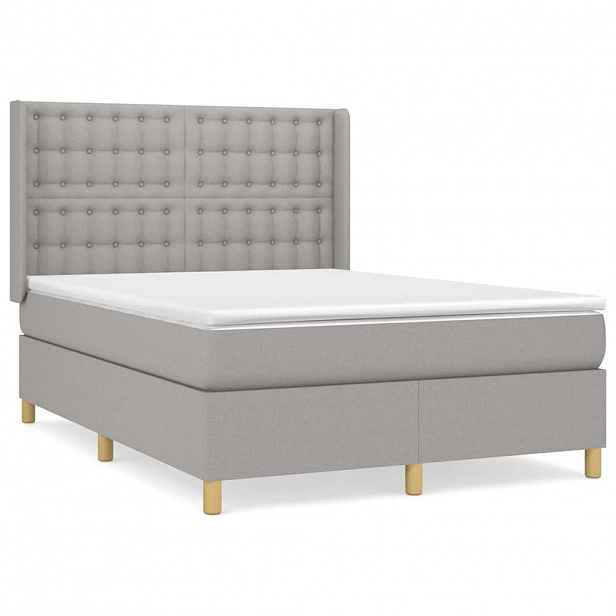 vidaXL Box spring postel s matrací světle šedá 140 x 190 cm textil