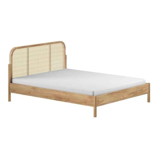 Dvoulůžková postel z dubového dřeva bez roštu 180x200 cm v přírodní barvě Olive Rotan – Vipack