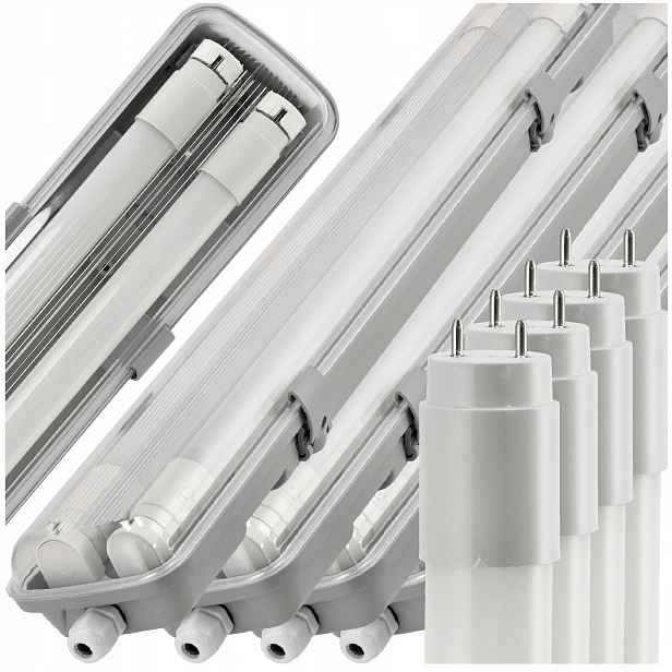 Led lampa do garáže, dílny Hermetické svítidlo 60 cm Tuby 6500K Sada 4x