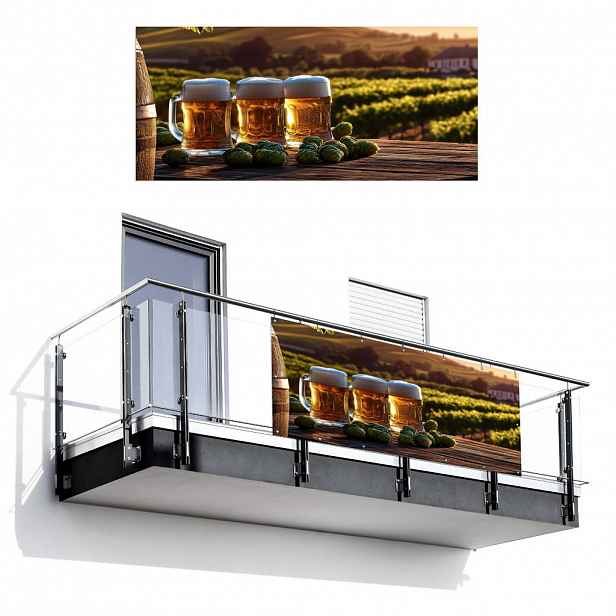 MuchoWow BALKONOVÁ ZÁSTĚNA Pivo - Chmel - Krajina 200x90 cm