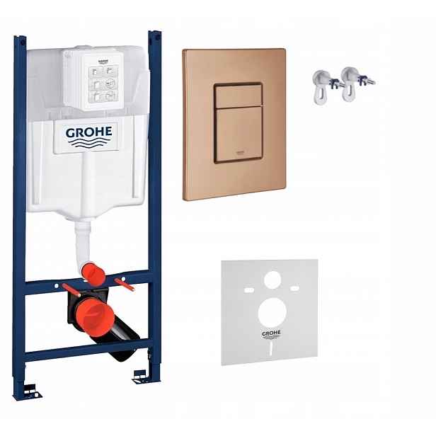 Podomítkový Wc set Stelaz Grohe tlačítko kartáčovaná měď