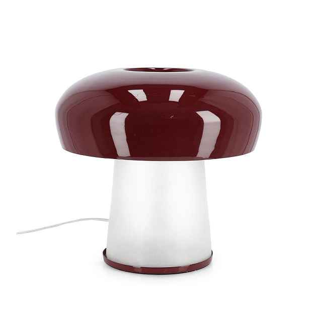 Vínová kovová stolní lampa se skleněným stínidlem (výška 35 cm) Clevely – Bizzotto