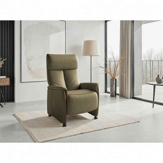 Sit & More RELAXAČNÍ KŘESLO, kůže, olivově zelená