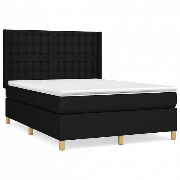 vidaXL Box spring postel s matrací černá 140 x 190 cm textil