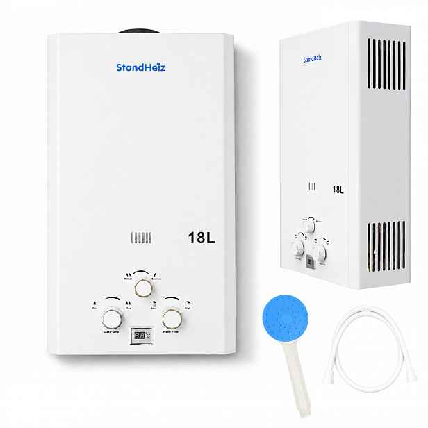 Ohřívač Vody Průtokový Plynový Bojler Lpg 18L Kamna 36KW StandHeiz