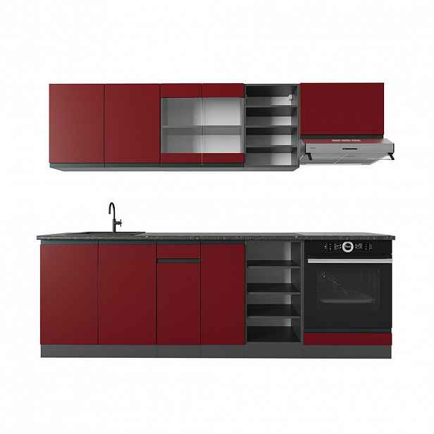 Vicco KUCHYŇSKÝ KOUT R-Line Červená/antracitová 240 cm , PD Antracit