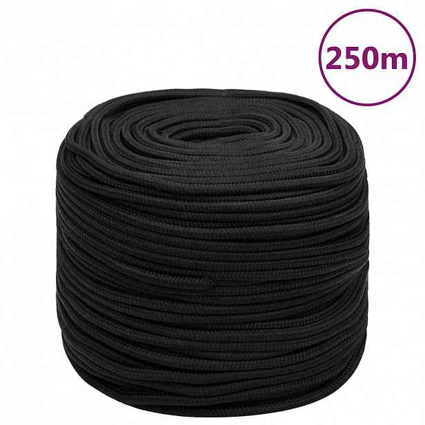 vidaXL Lodní lano celočerné 6 mm 250 m polypropylen