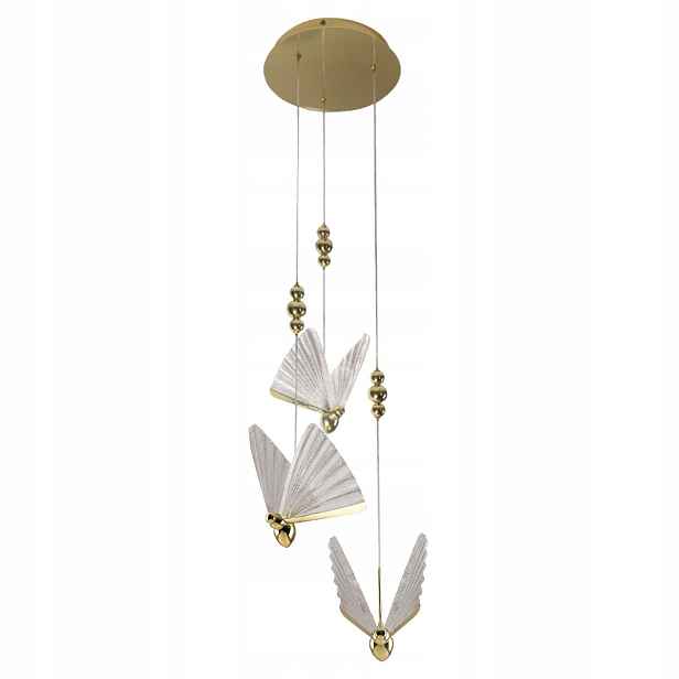 Závěsná Led lampa zlatá s motýly glamour Mariposa Light Prestige LP-1715/3P
