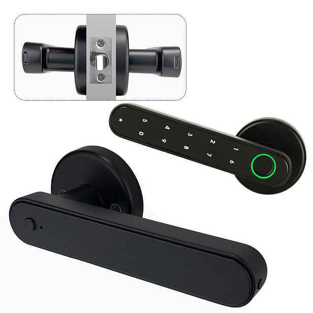 Elektronický zámek na dveře, klika na kód, otisk prstu, bluetooth