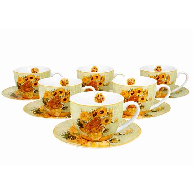 6 šálků na čajovou kávu Gogh porcelán květiny