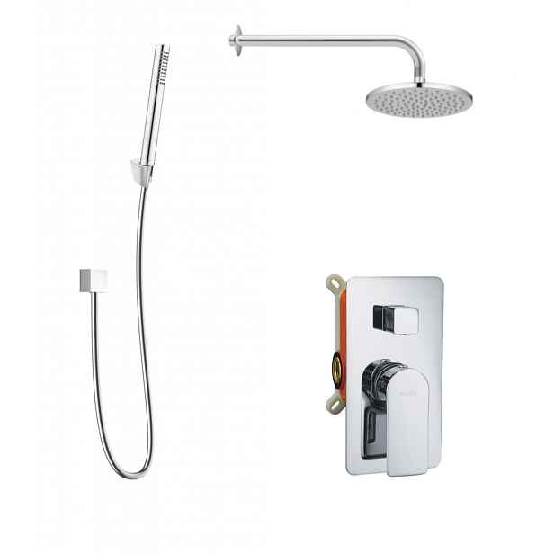kielle Vega - Sprchový set s baterií pod omítku, pro 2 spotřebiče, s příslušenstvím EcoSpare a tělesem, chrom 20618SP100