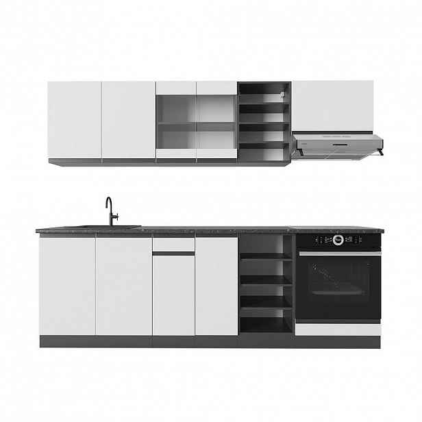 Vicco KUCHYŇSKÝ KOUT R-Line Bílá/antracitová 240 cm Tvar J