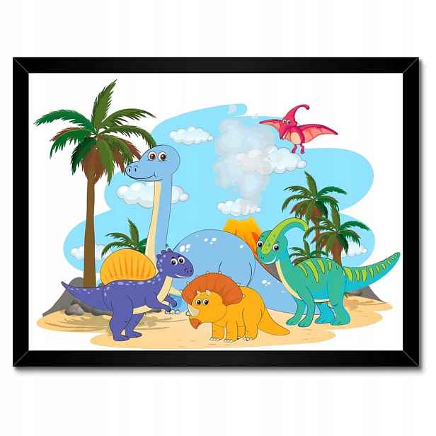 Plakáty v rámu 40x30 Barevné dinosaury