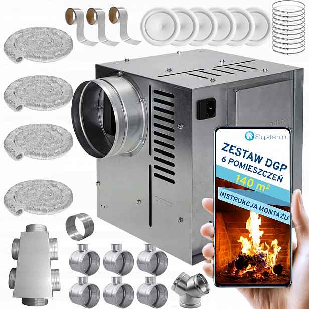 Krbová Turbína Krbový ventilátor Set Dgp 6 místností 140 m2