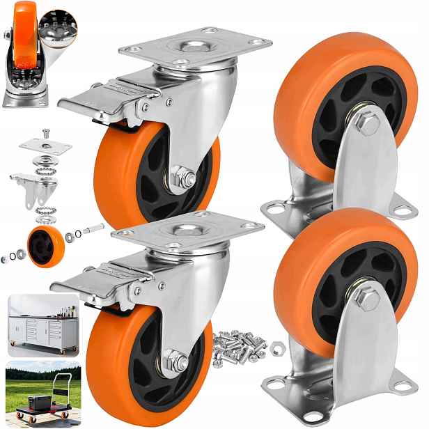 Otočné Kolečko O Průměru 100 MM, Průmyslové, S Brzdou, 4 Ks Do 360 Kg