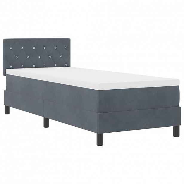 vidaXL LED box pružinová postel s čelo Tmavě šedá 80 x 200 cm samet