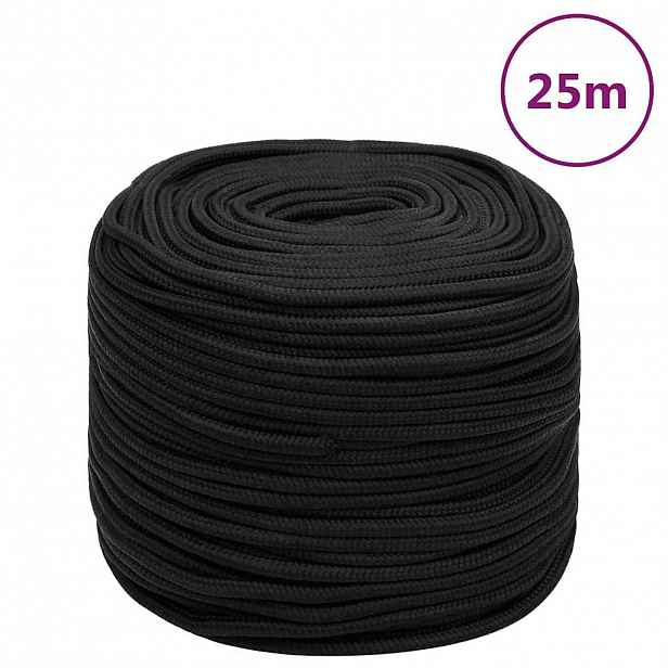 vidaXL Lodní lano celočerné 8 mm 25 m polypropylen