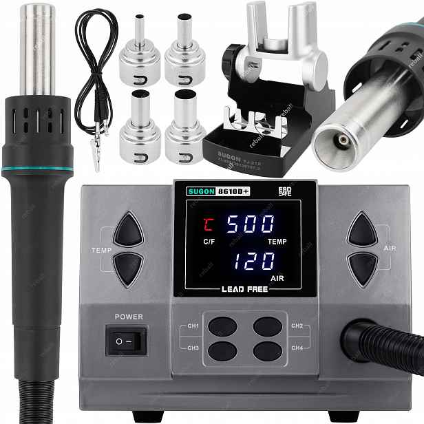 Horkovzdušná Pájecí Stanice Pro Svařování Plastů Bga Smd Sugon 8610D+ 1000W