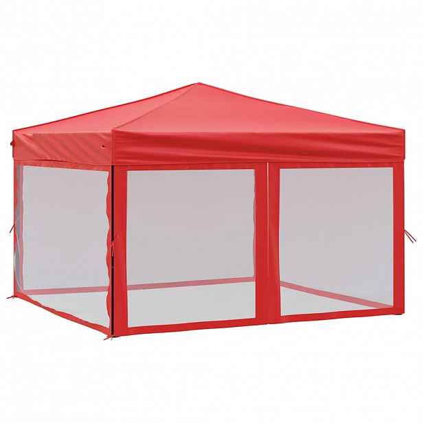 vidaXL Skládací party stan s bočními stěnami červený 3 x 3 m