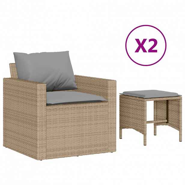 vidaXL 4dílná zahradní sedací souprava s poduškami béžová polyratan