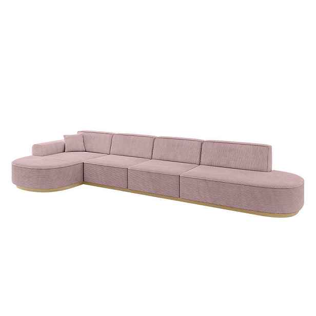 ALTDECOR ROHOVÁ SEDAČKA s otomanem, levá MARI-L3-v2 413x171x83 Růžová Manšestr