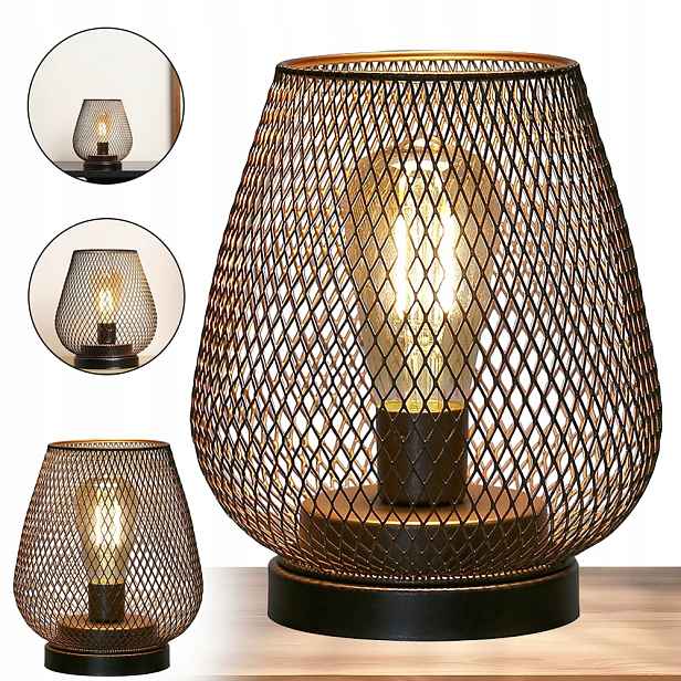 Klasická stolní lampa, kovová Led klec, lucerna napájená bateriemi