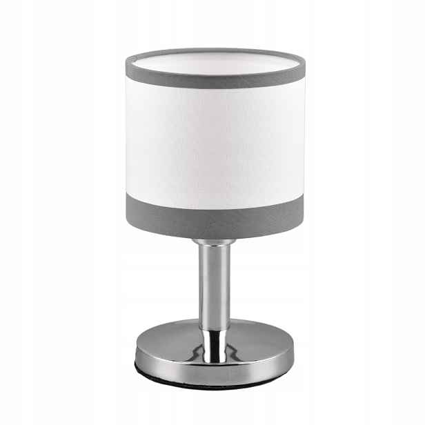 noční stolní lampička, malý chrom, bílá s stínítkem, 22,5 cm, do ložnice, Rl