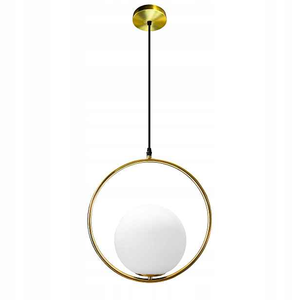 Závěsná lampa Ball Round 20 cm E27 zlatá mléčná koule