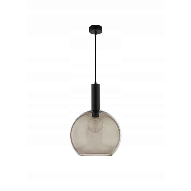 Závěsná lampa Laf Černá Kouřové skleněné stínítko 1xE27 30 cm Stropní Svítidlo