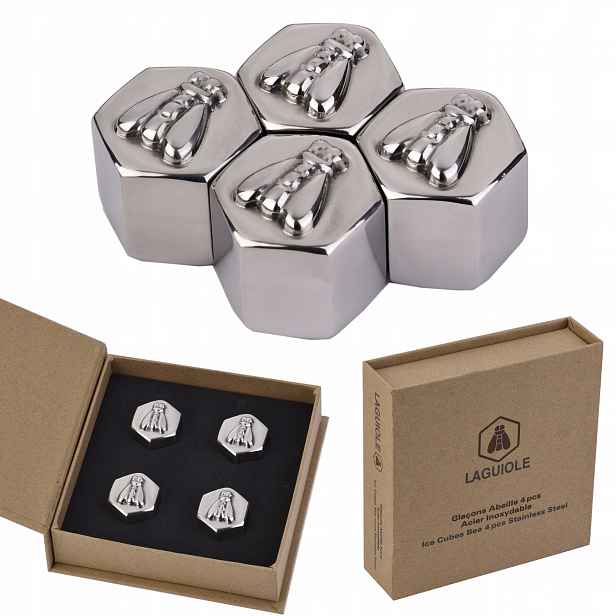 Cubes Bee Laguiole na whisky chladicí kostky kovové x 4 jako dárek pro