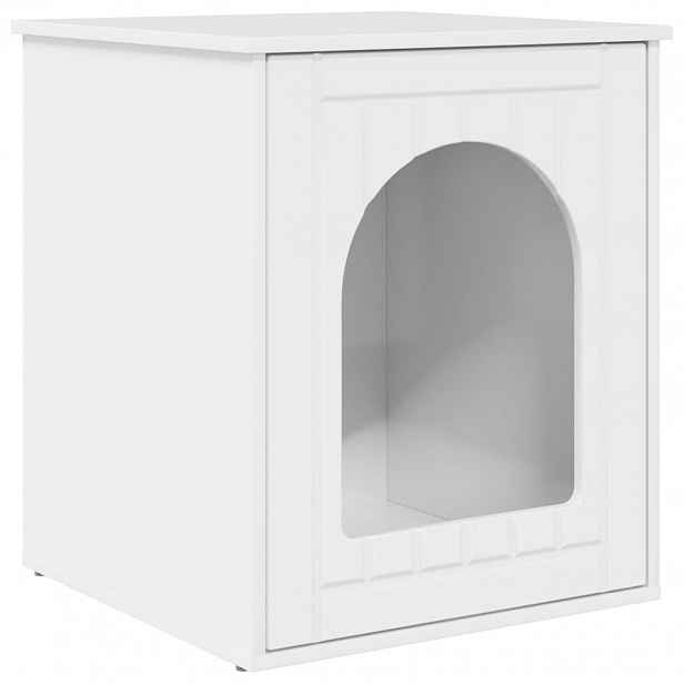 vidaXL Kočičí dům Lesklá Bílá 53 x 52 x 62 cm Kompozitní dřevo