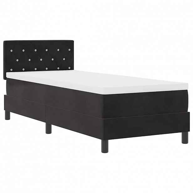 vidaXL LED box pružinová postel s čelo Černá 80 x 200 cm samet