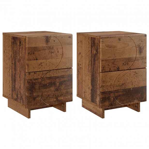 vidaXL Noční skříňka 2 ks Staré dřevo 33,5 x 34,5 x 50 cm