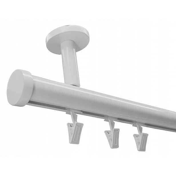 Garnýž Stropní Kolejnicový Hliníkový 28 mm Bílý 150 cm kpl žabky
