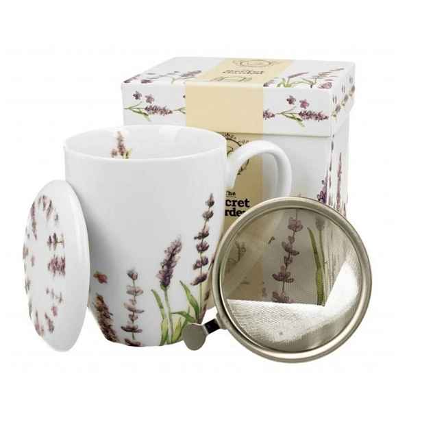 hrnek 380ml LEVANDULE, Classic, víčko, sítko, DB, porcelán