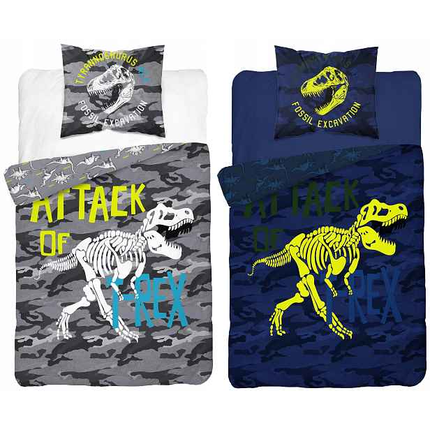 Povlečení svítící ve tmě Dinosaurus T-rex 140x200 bavlna.