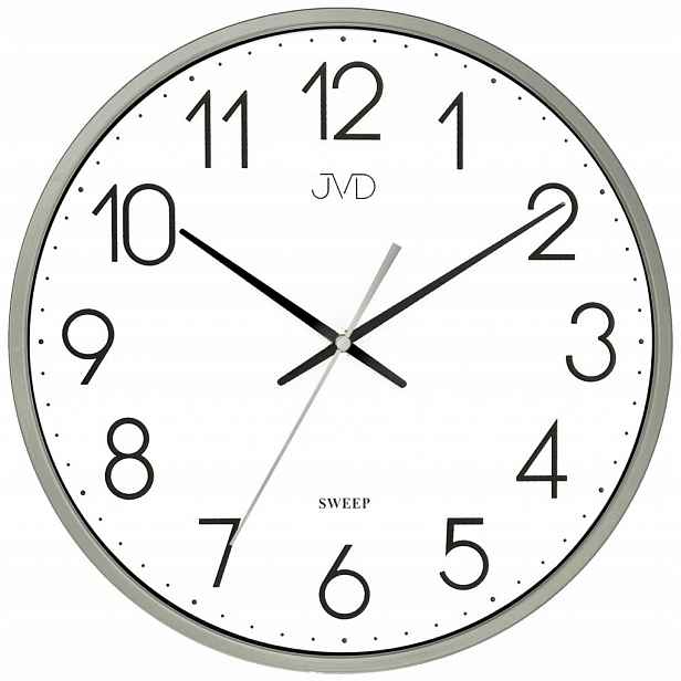 Šedý Čitelný Kulatý Tichý Elegantní Nástěnný Hodinový Stroj Jvd HX8016.5 30 cm