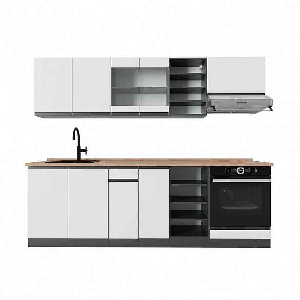 Vicco KUCHYŇSKÝ KOUT R-Line Bílá/antracitová 240 cm , PD Dub
