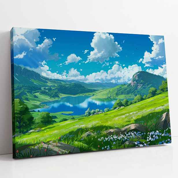 Obraz na plátně Louka u jezera, krajina do domu, pokoje, obýváku 80x60