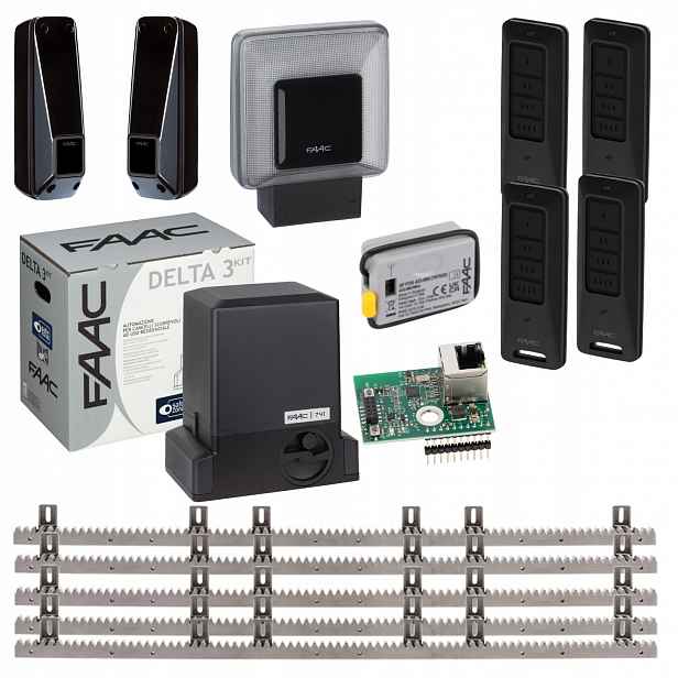 Faac DELTA3+ Smart WiFi Xwbl+ Lampa+ Lišta pohonu posuvné brány automat
