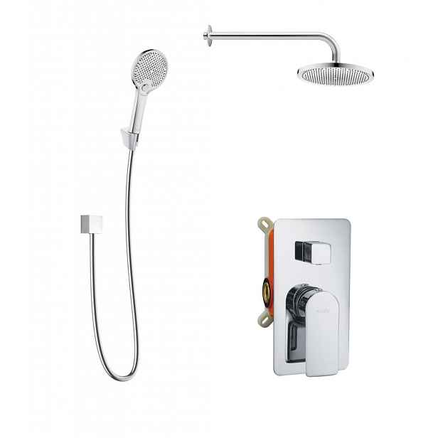 kielle Vega - Sprchový set s baterií pod omítku, pro 2 spotřebiče, s příslušenstvím EcoSpare a tělesem, chrom 20618SP120