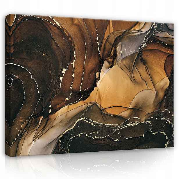 Obraz 100x75 Abstrakce mramor kámen zlato béžová hnědá elegance