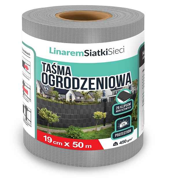 Stínící Panelové Pásy 19 Cm x 50 m Ochranná Podložka Na Ploty Šedá Klipy