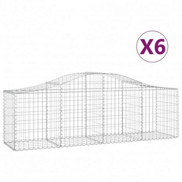 vidaXL Klenuté gabionové koše 6 ks 200x50x60/80 cm pozinkované železo