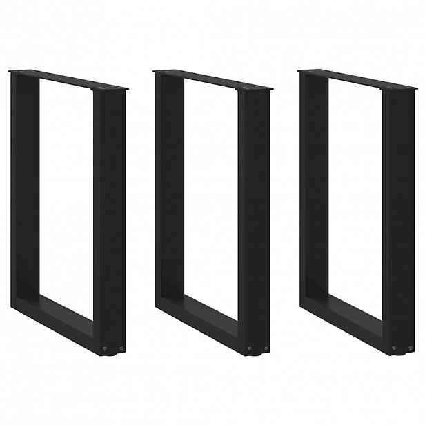 vidaXL Nohy k jídelnímu stolu ve tvaru U, 3 ks, černé, 70 x (72-73) cm, ocel