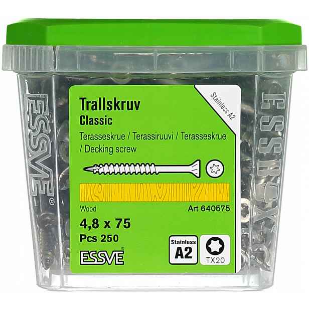 Essve Classic terasový šroub nerezová ocel A2 4,8x75 mm 250 Ks