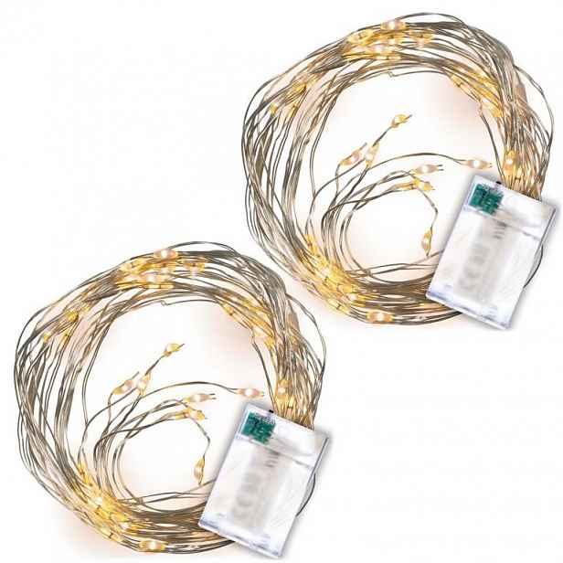 Nexos  74574 LED osvětlení stříbrný drát, sada 2 kusů, teple bílá, 64 LED