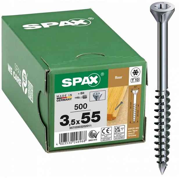 Podlahové Šrouby 500 Ks 3,5*55 MM Pozink Pozinkované Spax