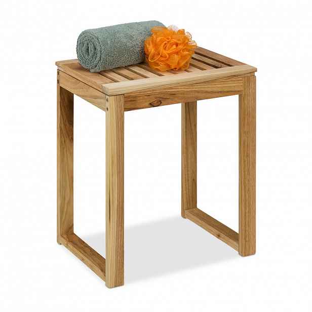 Relaxdays STOLIČKA Přírodní ořechové dřevo 46 cm