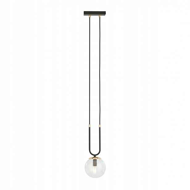 Závěsná lampa Glam 1-bodová černá s průhledným stínidlem E14
